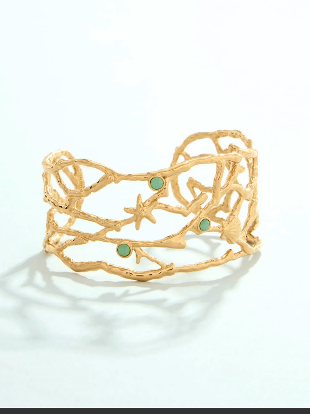 NWOT Spartina 449 Gold Sea Branch Cuff with Turquoise Accents